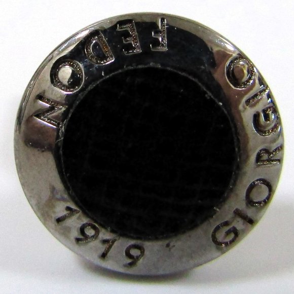 Giorgio Fedon 1919 Silver and Black Round Button Cufflinks Italy - Picture 2 of 5